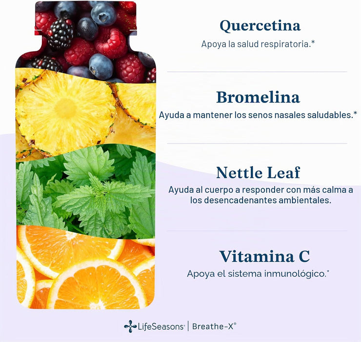 Lifeseasons Breathe-x, Quercetina Y Bromelina 90 Cápsulas