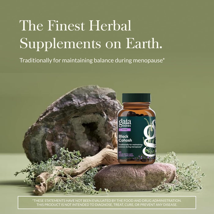 Gaia Herbs Suplemento Black Cohosh, 60 Cápsulas Veganas, Apoyo a la Menopausia y Función Reproductiva Femenina