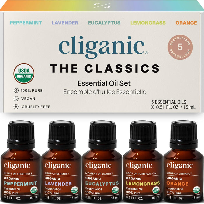 Cliganic Set de aromaterapia orgánica (Top 5), 15 ml