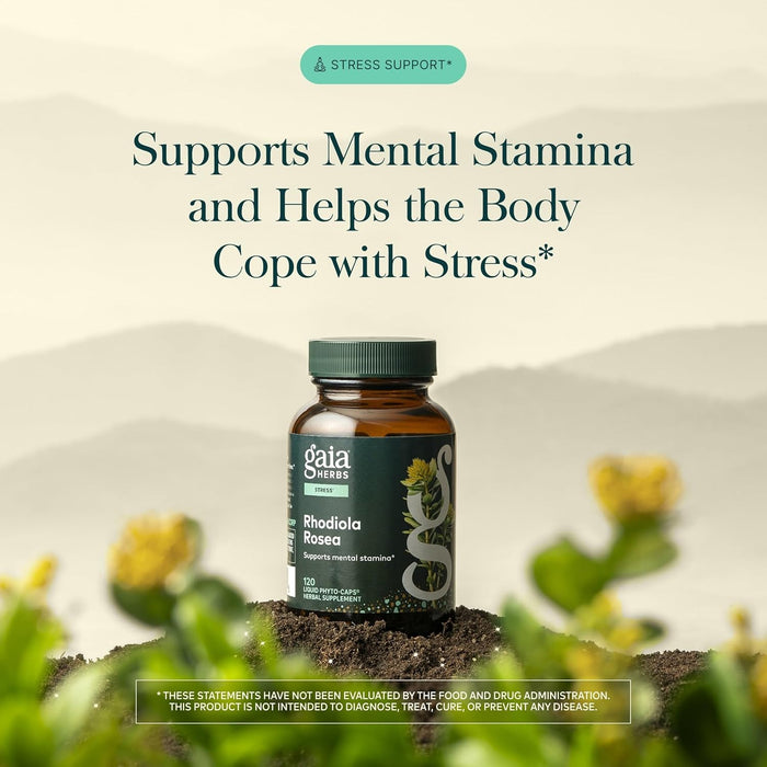 Gaia Herbs Suplemento Rhodiola Rosea, 120 Cápsulas Veganas, Energía y Resistencia al Estrés