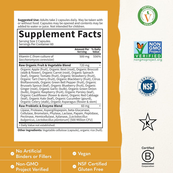Garden of Life Vitamina C Vegana Raw C, 120 Cápsulas