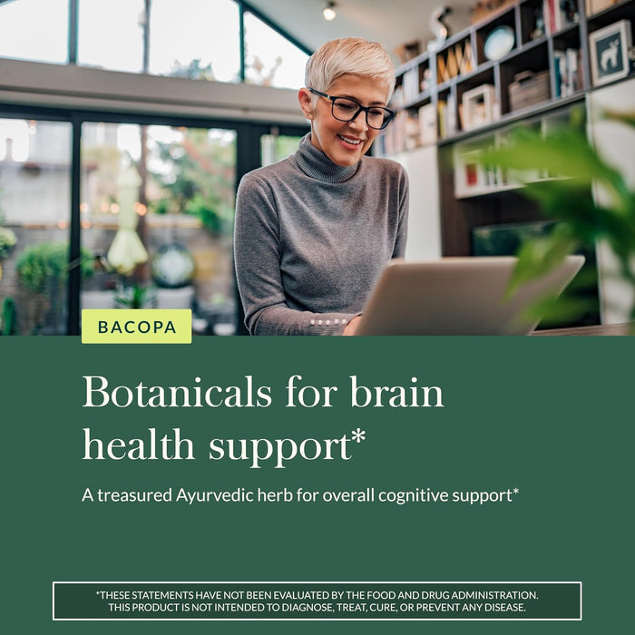 Gaia Herbs Suplemento Bacopa, 60 Cápsulas Veganas, Suplemento Herbal para Apoyo Cognitivo