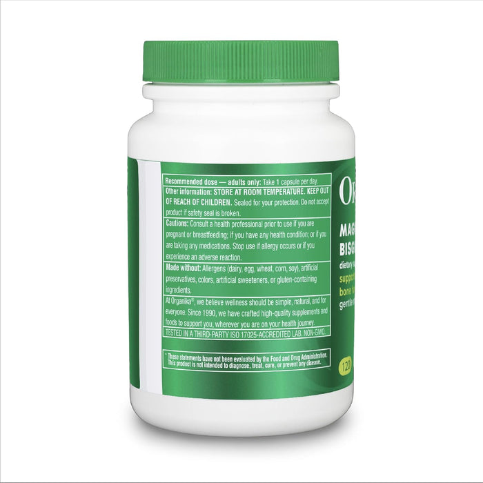Organika Suplemento de Magnesio Bisglicinato, 120 cápsulas vegetales