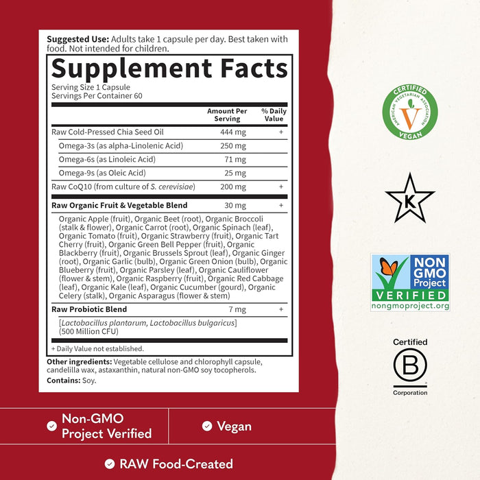 Garden Of Life Raw Suplemento CoQ10 200mg, 60 cápsulas