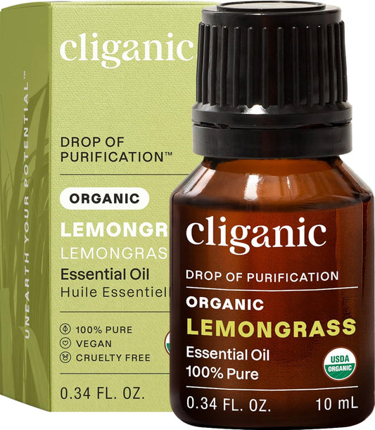 Cliganic – Aceite Esencial de Hierba de Limón Orgánico 10 ml