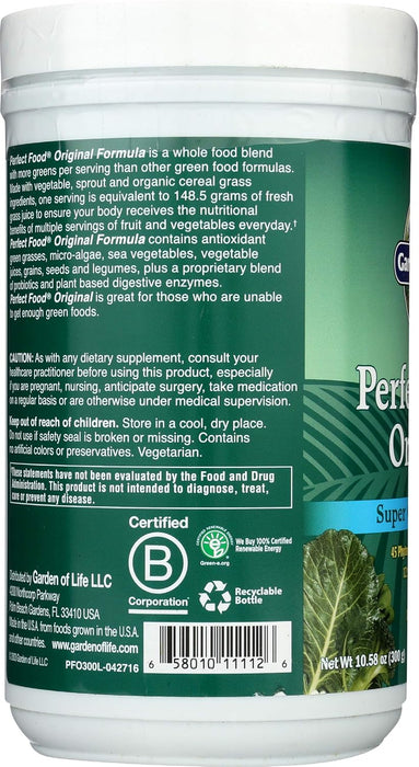 Garden Of Life Perfect Food Mezcla Vegetales Y Enzimas Digestivas, 300 g (10. 58 oz)