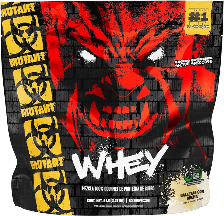 Mutant WHEY Mezcla de Proteína de Suero 4‑Whey, Cookies & Cream, 5 lb (2.27 kg), Con Enzimas Añadidas, Non‑GMO, Certificado GMP