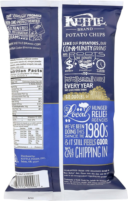 Kettle Brand Botana de Papa Frita Sabor Sal De Mar Y Vinagre 142g