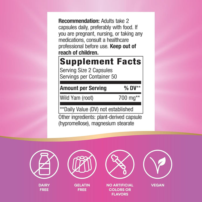 Nature's Way Suplemento Raíz de ñame silvestre, 700 mg por porción, 100 cápsulas