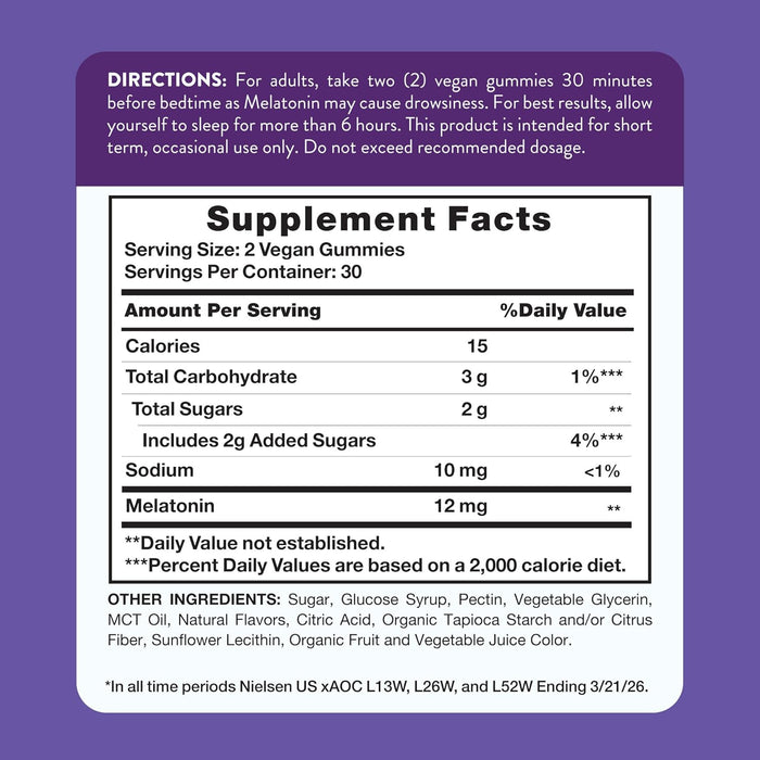 Nature's Truth SuplementoMelatonina 12mg, 60 gomitas sabor mix berry