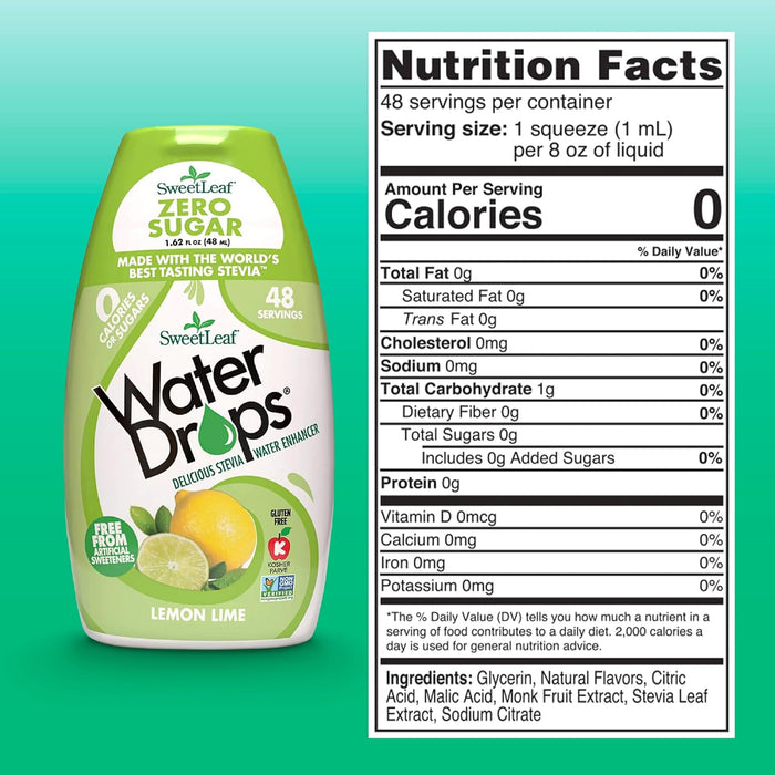SweetLeaf Water Drops Gotas de agua de limón y lima, 1.62 oz