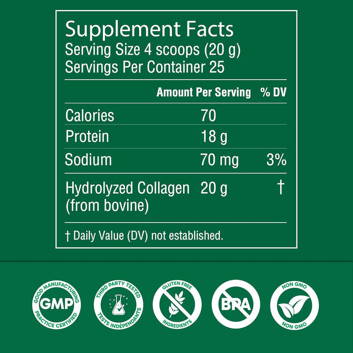 Organika Enhanced Collagen, 500 g, Péptidos Hidrolizados, Sin Sabor