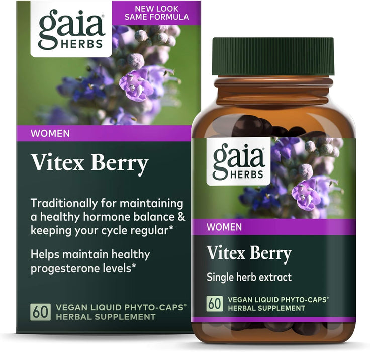 Gaia Herbs Suplemento Vitex Berry, 60 Cápsulas Veganas, Balance Hormonal Femenino