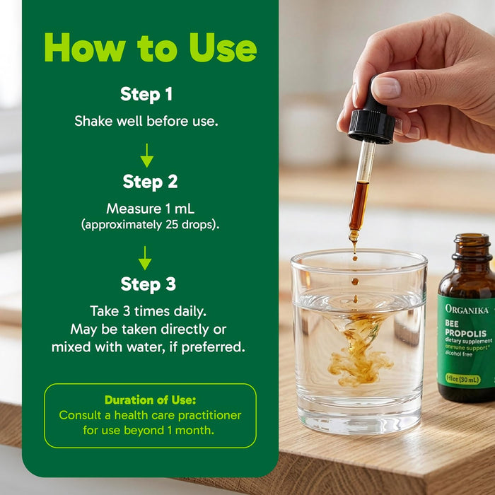 Organika Suplemento Tintura de Propóleo de Abeja, 30 ml (1 oz)
