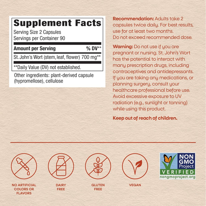 Nature's Way Suplemento Hierba de San Juan 700 mg, 180 cápsulas