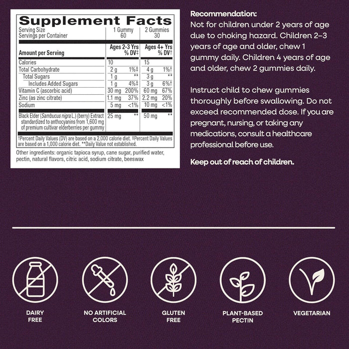 Nature's Way Sambucus Kids Suplemento de Saúco, 60 gomitas