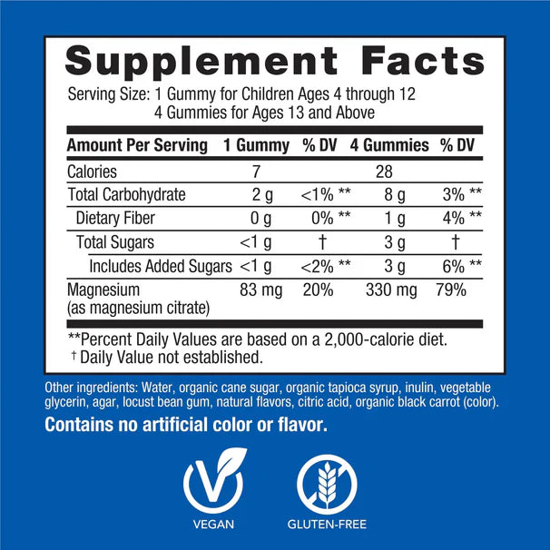 Natural Vitality Suplemento de Magnesio en Gomitas sabor Frambuesa Limón 60 gomitas
