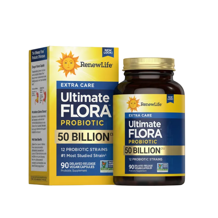 Renew Life Ultimate Flora Extra Care Probiótico 50 mil millones, 12 cepas, 90 cápsula