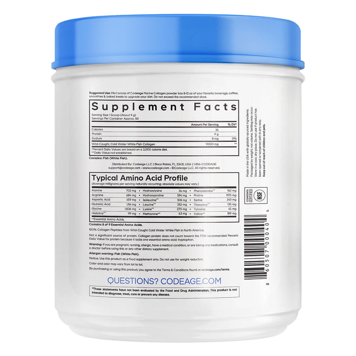 Codeage Péptidos de Colágeno Marino Hidrolizado, 450 g