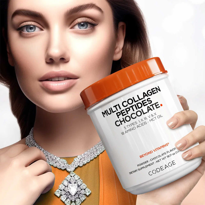 Codeage Multi Colágeno Proteína en Polvo, Sabor Chocolate, Tipos I, II, III, V, X, Grass‑Fed, 18 oz
