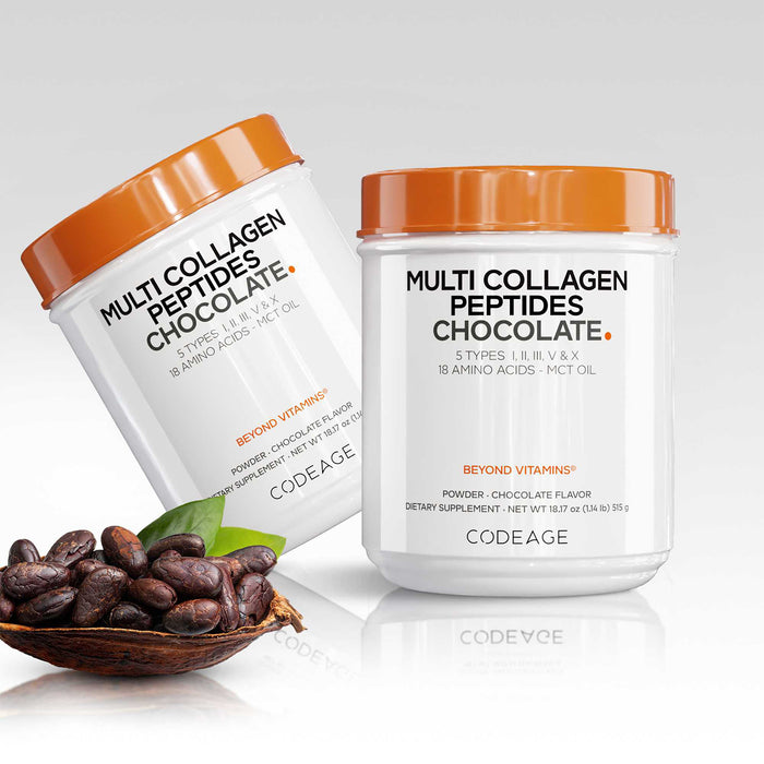 Codeage Multi Colágeno Proteína en Polvo, Sabor Chocolate, Tipos I, II, III, V, X, Grass‑Fed, 18 oz