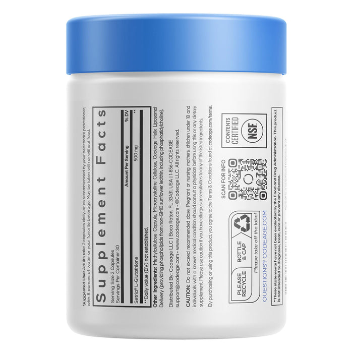 Codeage Suplemento Glutatión Liposomal Setria L‑Glutatión, 60 Cápsulas