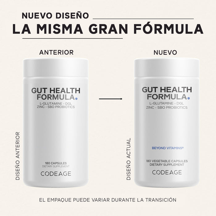 Codeage Suplemento con L‑Glutamina + Regaliz DGL + Malvavisco + Probióticos SBO + Prebióticos, 180 Cápsulas