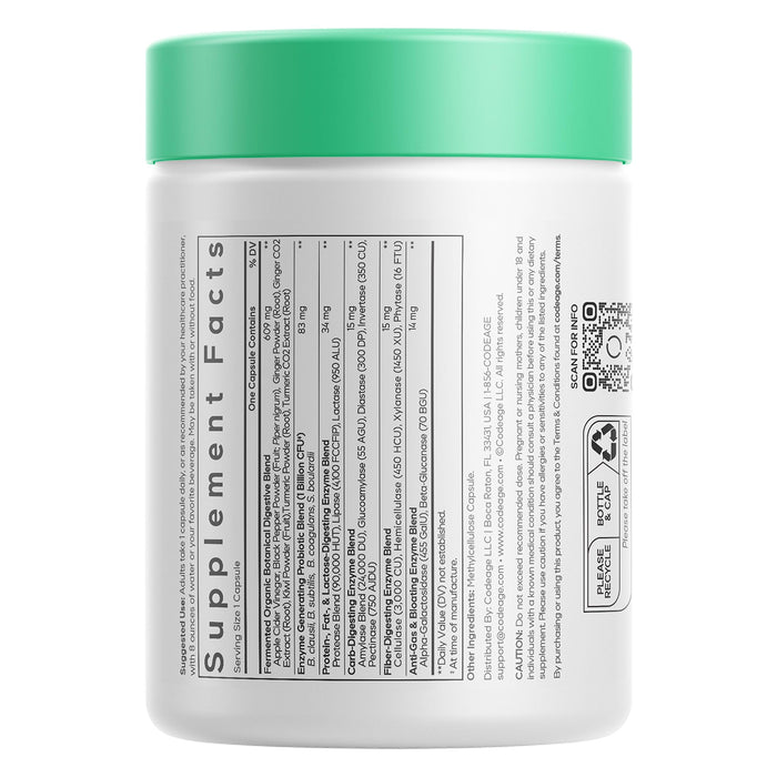 Codeage Enzimas Digestivas Fermentadas, 14 Enzimas + Probióticos & Prebióticos, 90 Cápsulas