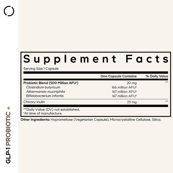 Codeage GLP‑1 Probiotic+ con Akkermansia, Clostridium & Bifidobacterium, 500 Millones AFU, 90 Cápsulas