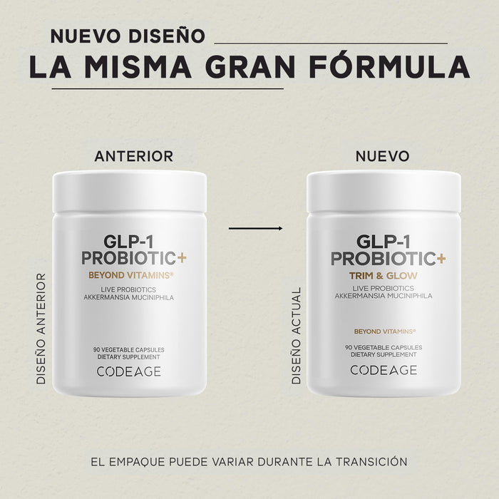 Codeage GLP‑1 Probiotic+ con Akkermansia, Clostridium & Bifidobacterium, 500 Millones AFU, 90 Cápsulas