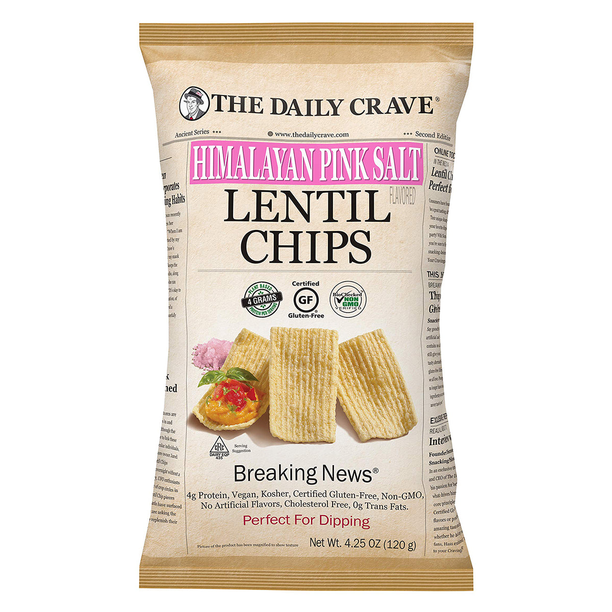 The Daily Crave Chips De Lentejas Con Sal Rosa Del Himalaya, 5 oz (142g)