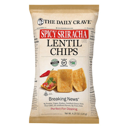 The Daily Crave Chips de lentejas, Sriracha picante, 4.5 oz (120g)