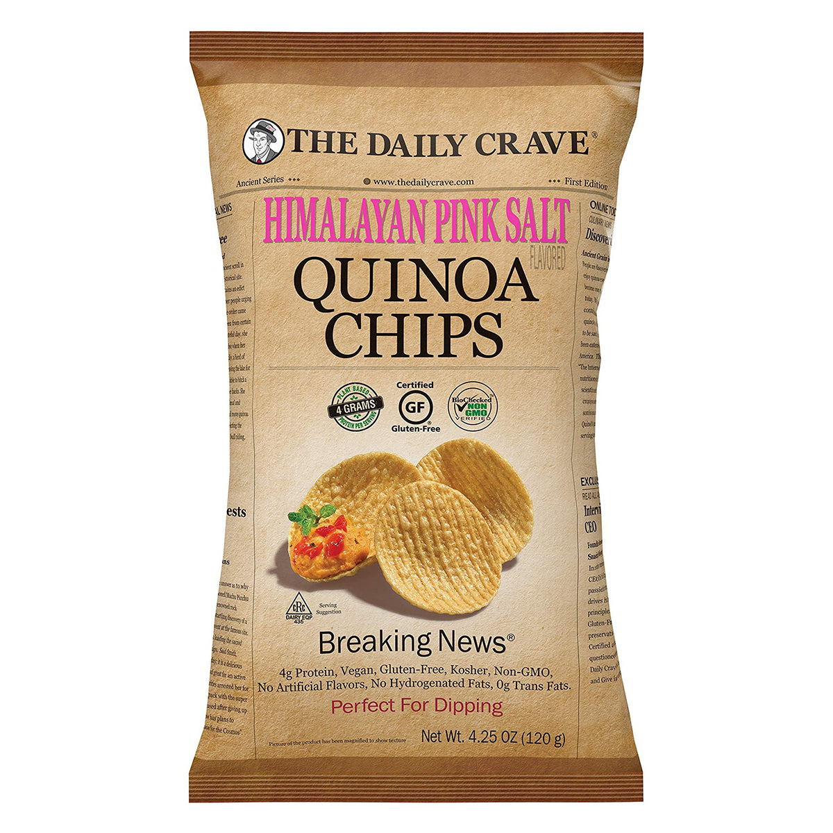 The Daily Crave Chips De Quinoa con Sal Rosa Himalaya, 4.25oz (120g)