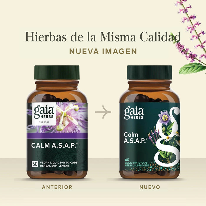 Gaia Herbs Suplemento Calm A.S.A.P., 60 Cápsulas Veganas, Suplemento Natural para Apoyo Calmante