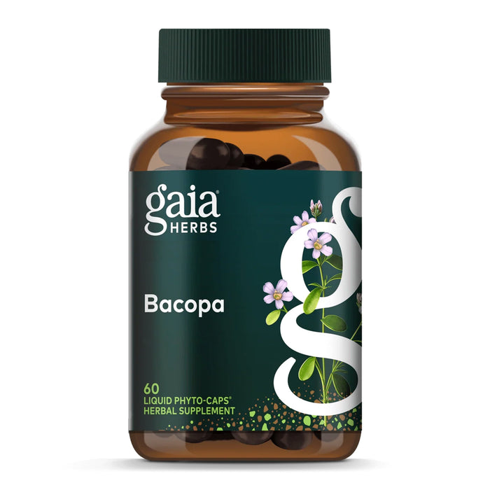 Gaia Herbs Suplemento Bacopa, 60 Cápsulas Veganas, Suplemento Herbal para Apoyo Cognitivo