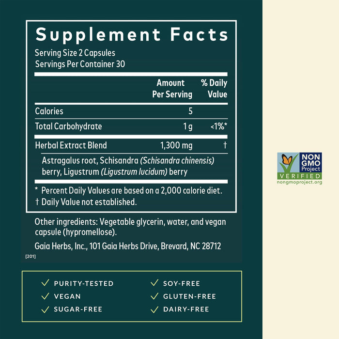 Gaia Herbs Suplemento Astragalus Supreme, 60 Cápsulas Veganas, Apoyo Inmunológico y Resistencia al Estrés