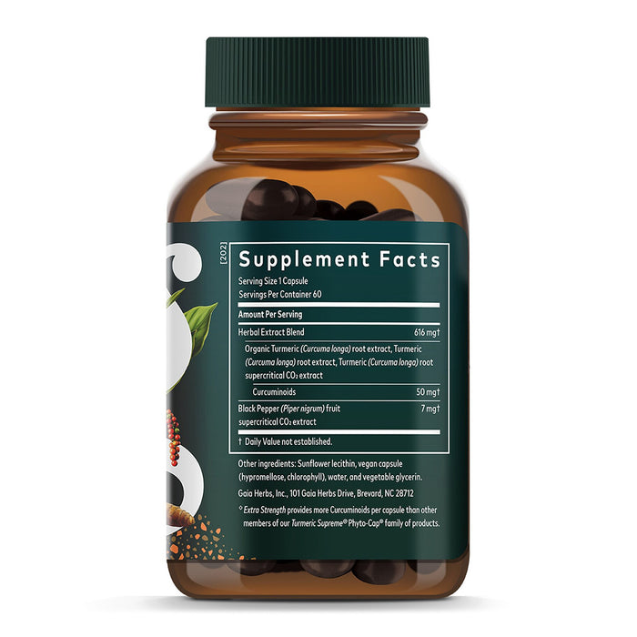 Gaia Herbs Suplemento Turmeric Supreme, 60 Cápsulas Veganas, Apoyo Antiinflamatorio y Bienestar General