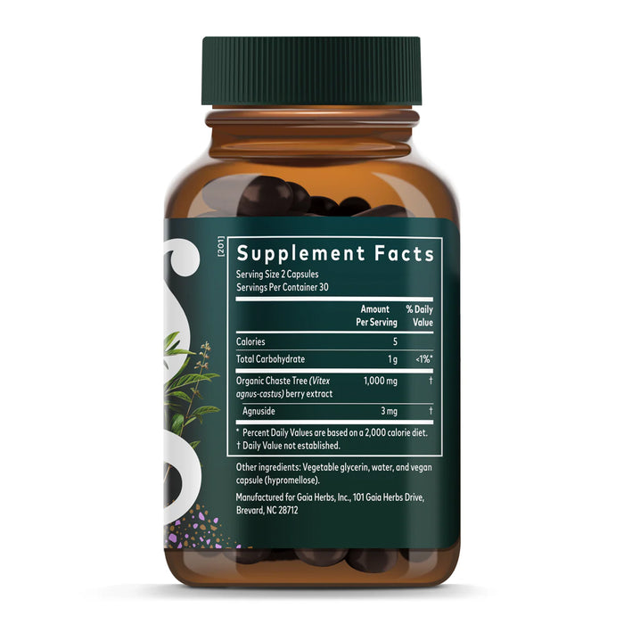 Gaia Herbs Suplemento Vitex Berry, 60 Cápsulas Veganas, Balance Hormonal Femenino