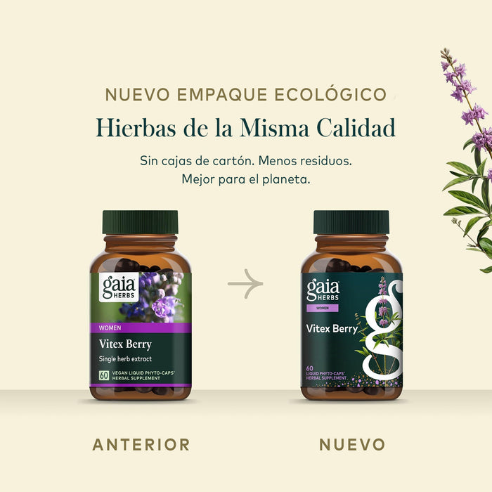 Gaia Herbs Suplemento Vitex Berry, 60 Cápsulas Veganas, Balance Hormonal Femenino
