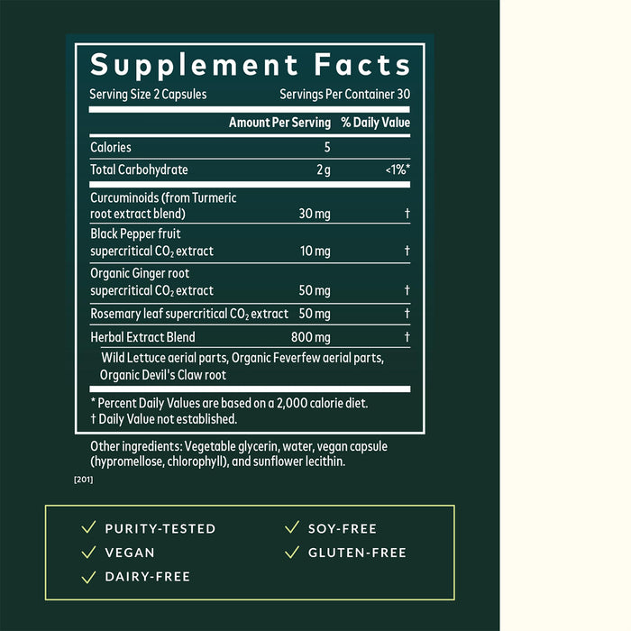 Gaia Herbs Suplemento Cúrcuma, 60 Cápsulas Veganas, Alivio Natural del Dolor Ocasional
