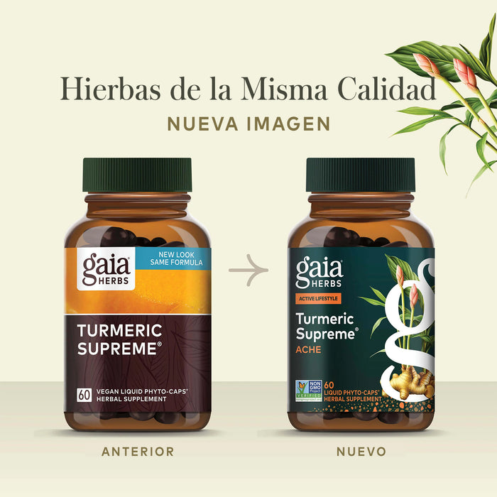 Gaia Herbs Suplemento Cúrcuma, 60 Cápsulas Veganas, Alivio Natural del Dolor Ocasional