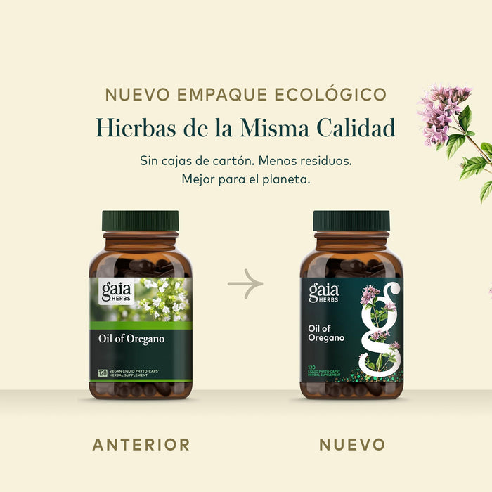 Gaia Herbs Suplemento Aceite de Oregano, 120 Cápsulas Veganas, Apoyo Inmunológico e Intestinal