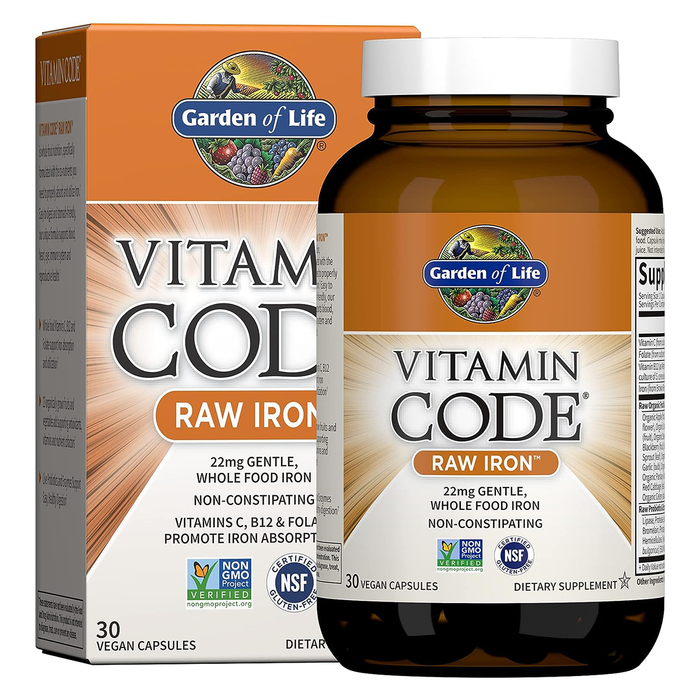 Garden of Life Vitamina Code RAW Iron 22 mg, 30 Cápsulas Veganas