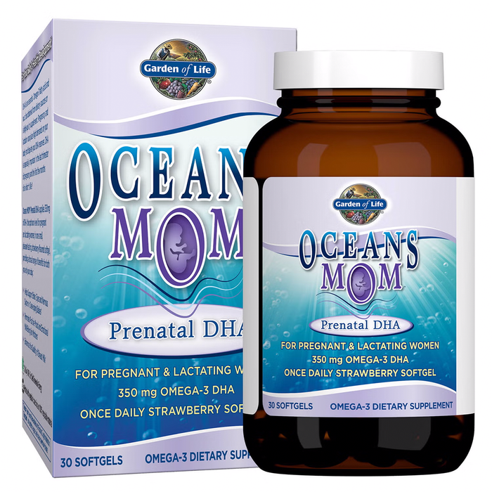 Garden of Life Suplemento Prenatal DHA Omega 3 Oceans Mom, 30 Cápsulas Blandas Sabor Limón