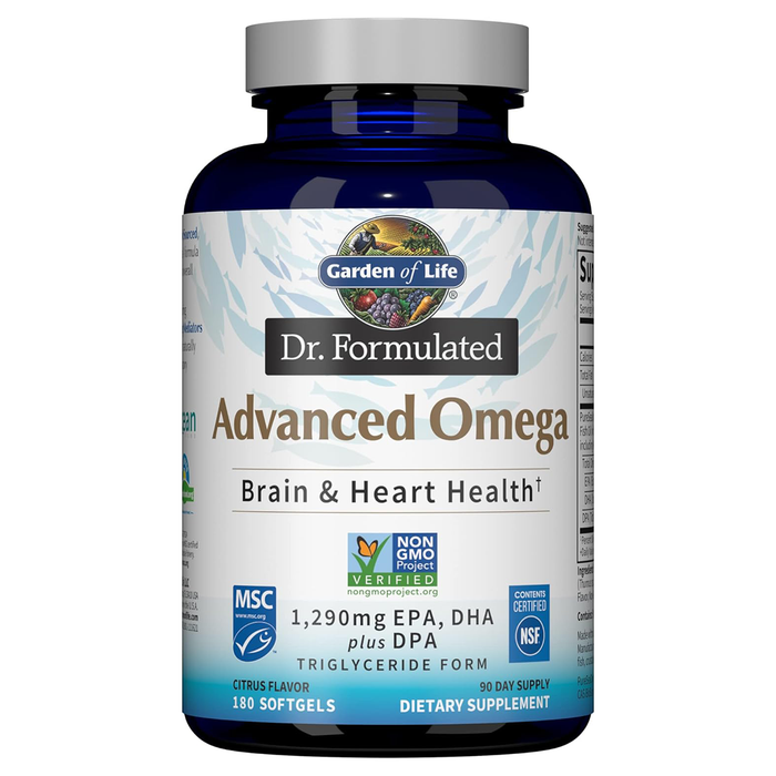 Garden of Life Suplemento Alimenticio Dr. Formulated Advanced Omega, 180 Cápsulas Blandas
