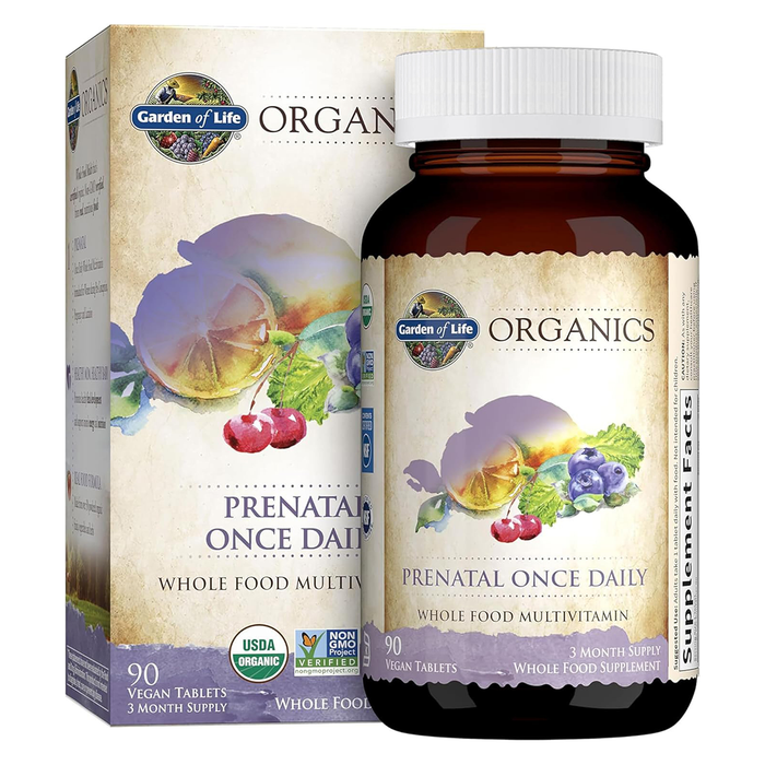 Garden of Life Organics Suplemento Multivitaminas Prenatal Once Daily, 90 Tabletas