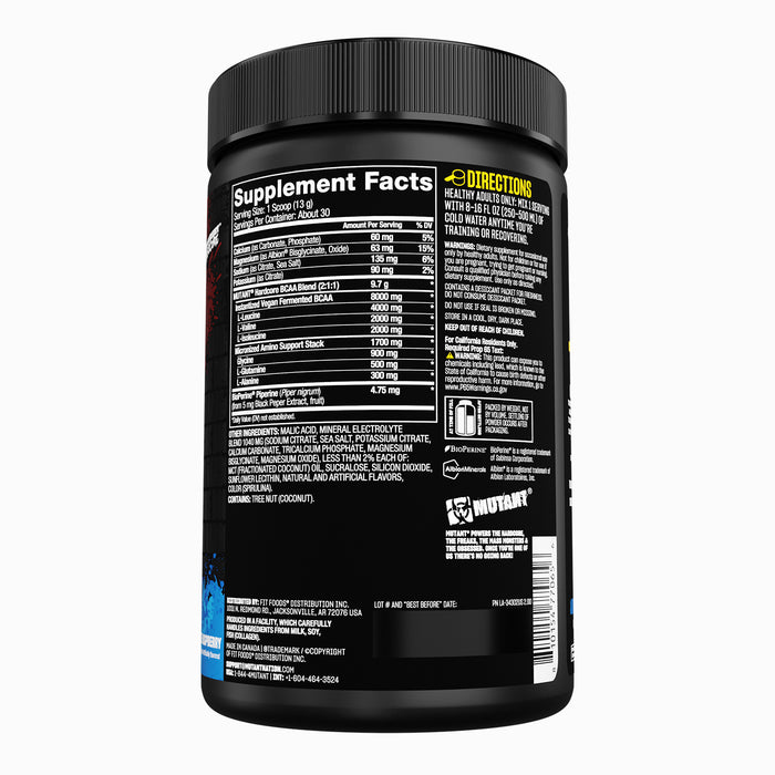 Mutant BCAA Aminoácidos de Cadena Ramificada, Frambuesa Azul, 30 Porciones, Non‑GMO, Certificado GMP