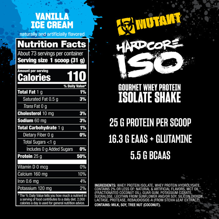Mutant IsoSurge Proteína Aislada de Suero, Vanilla Ice Cream, 5 lb (2.27 kg), Non‑GMO, Certificado GMP