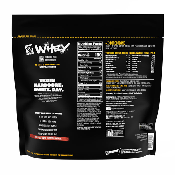 Mutant Whey Proteína de Suero, Chocolate Fudge Brownie, 5 lb (2.27 kg), Non‑GMO, Certificado GMP