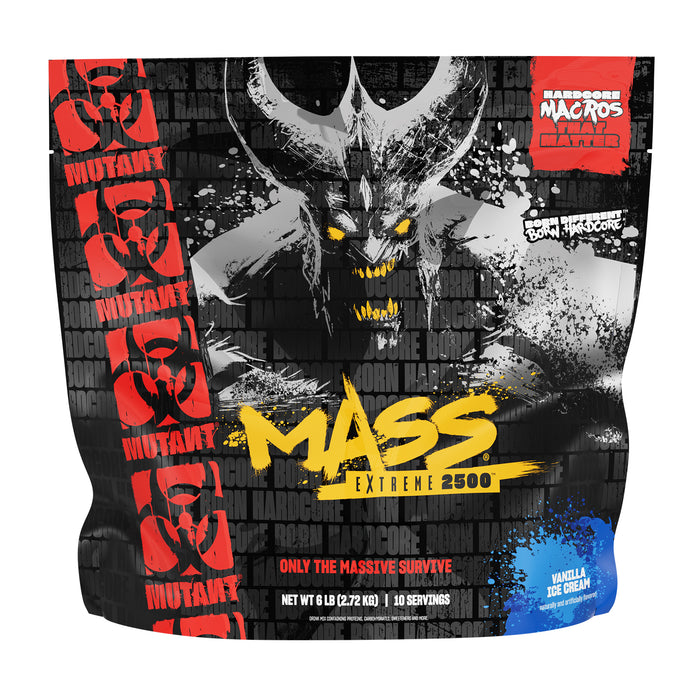 Mutant Mass Extreme 2500, Vanilla Ice Cream, 6 lb (2.72 kg), 46 g de Proteína por Porción, Non‑GMO, Certificado GMP